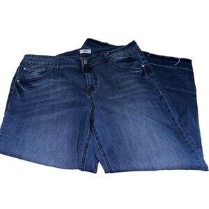 Kensie Wide Leg Crop Jeans Womens 14/32 Blue Denim Mid Rise 5 Pockets Zip Fly